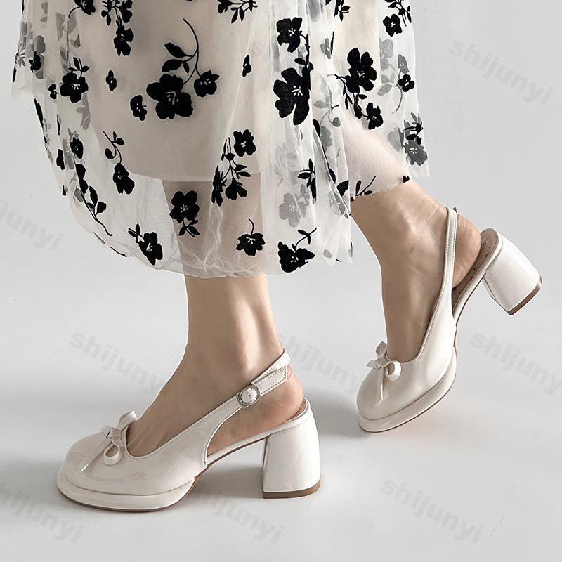 Fashion Women's High-heel Sandals Fashion Thick Heel Butterfly-knot Women Sandals 2025 Summer Ladies Outdoor Gladiator Sandalias