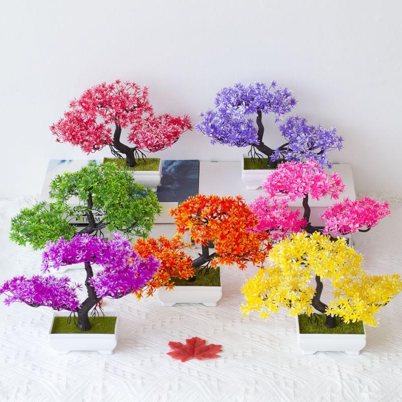 Gartenarrangement Ornamente Plastikpflanzen Bonsai Kleiner Baum Topf Kunstpflanze Topfblume Heim Zimmer Tischdekoration