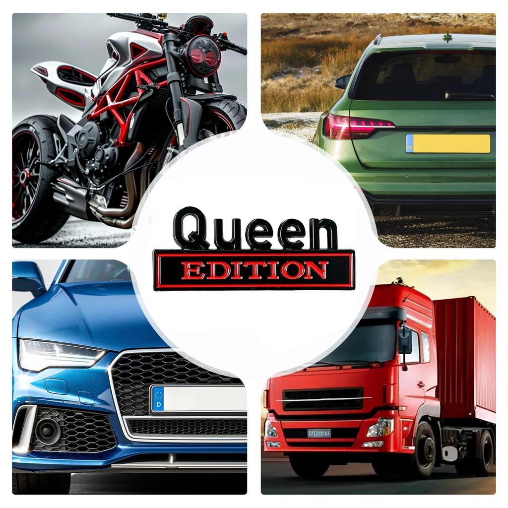Queen Edition 3D Sticker 2 Pieces Metal 3D Waterproof Bumper Decals Queen Edition Metal Car Emblem For Trucks SUVs Motorcycle