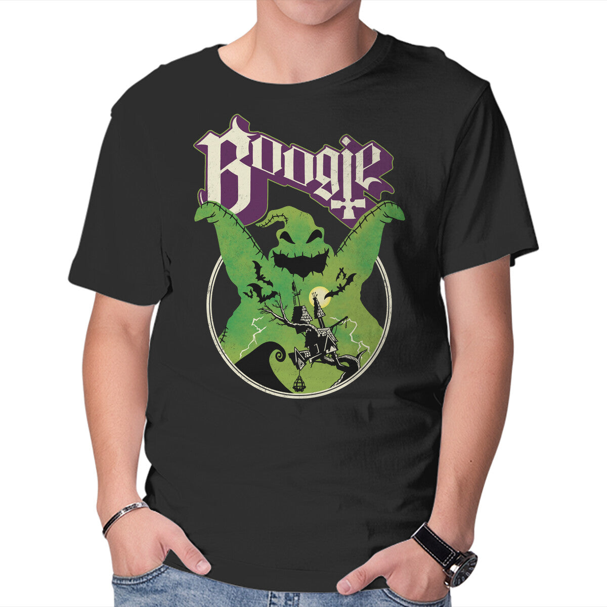 Unisex Crew Neck T-Shirt Ghost Boogie Graphic Short Sleeve Casual Tee XS
