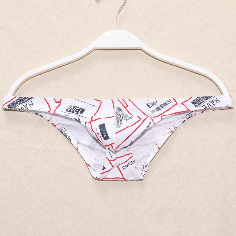 

Мужское треугольное нижнее белье дышащее с принтом с низкой посадкой узкий край U выпуклое сексуальное M белый