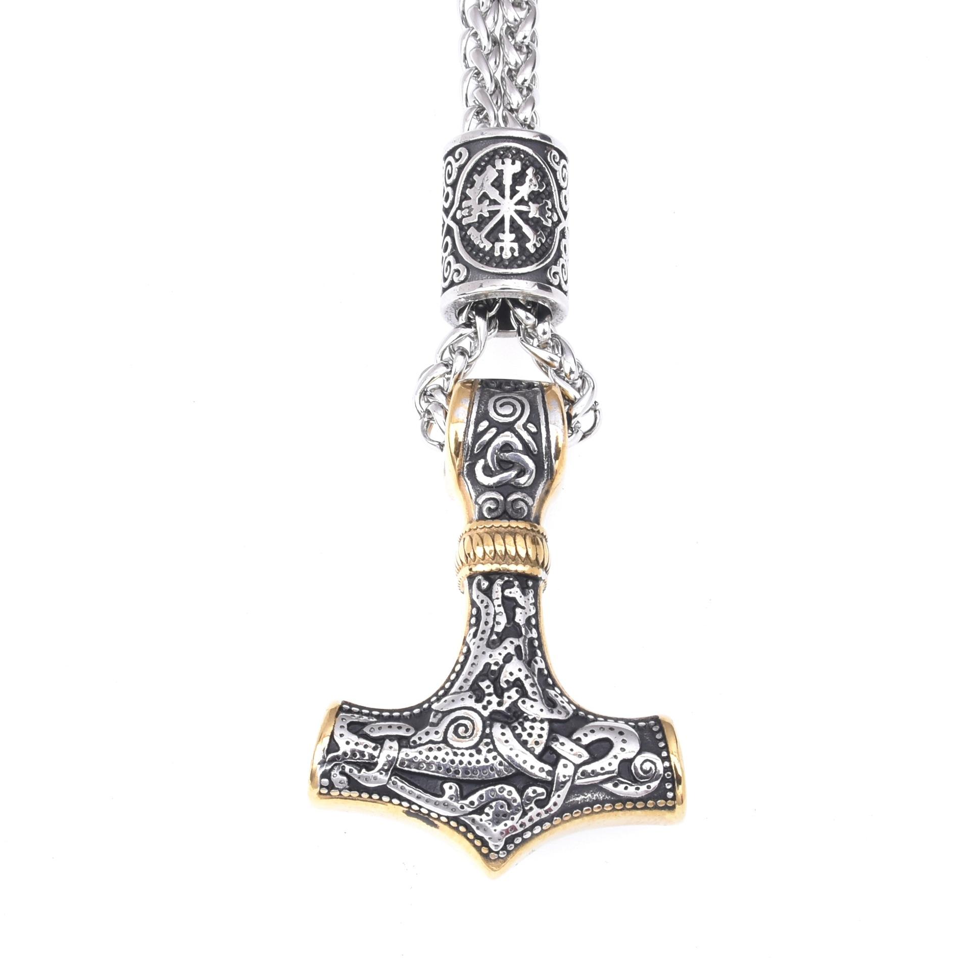 Скандинавская мифология Нержавеющая сталь Викинг Молот Тора Ожерелье с руной Одина — фото 4