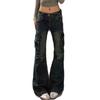 Women's Retro Low-Waist Pocket Cargo Flare Jeans - Spring/Autumn Style