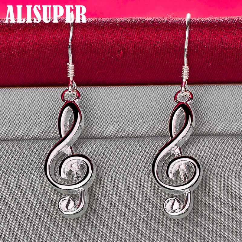 925 Sterling Silver Musical Note Earrings Jewelry