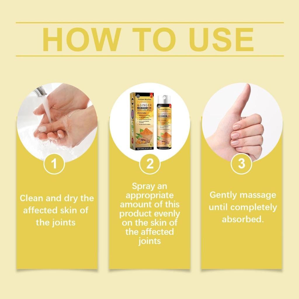Joint & Bone Turmeric Ginger Bone Spray Women Men Natural Turmeric Ginger Treatment Spray 20ml (1pc)