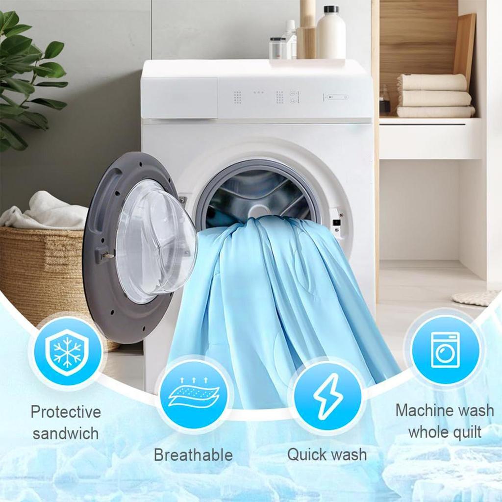 Cooling Comforter Bed Blanket Double-Sided Lightweight All-Season Bedding Solution for Travel Camping Night Sweats Home Couch