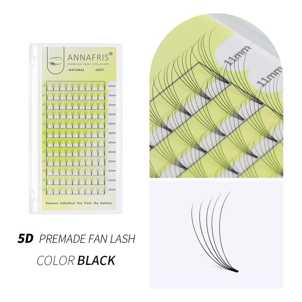 

ANNAFRIS Готовые русские объемные веерные ресницы на короткой ножке 5D из искусственной норки Готовые наращивание ресниц 5D 0.07mm C 15mm