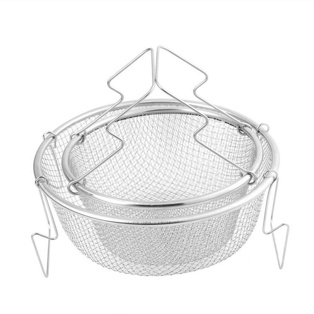 3 Sizes Round Stainless Steel Mesh Strainer Basket Kitchen Food Strainer Round Mesh Basket Mesh Sifter for Fried Food Vegetable