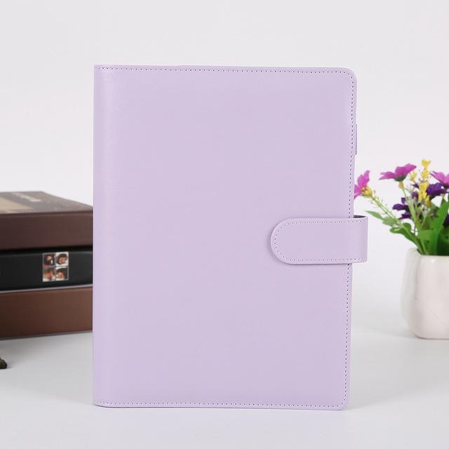 A5 Macaron Color PU Leather Cover Hardcover Notebook 6-Ring Spiral Business Office Planner Budget Binder Agenda