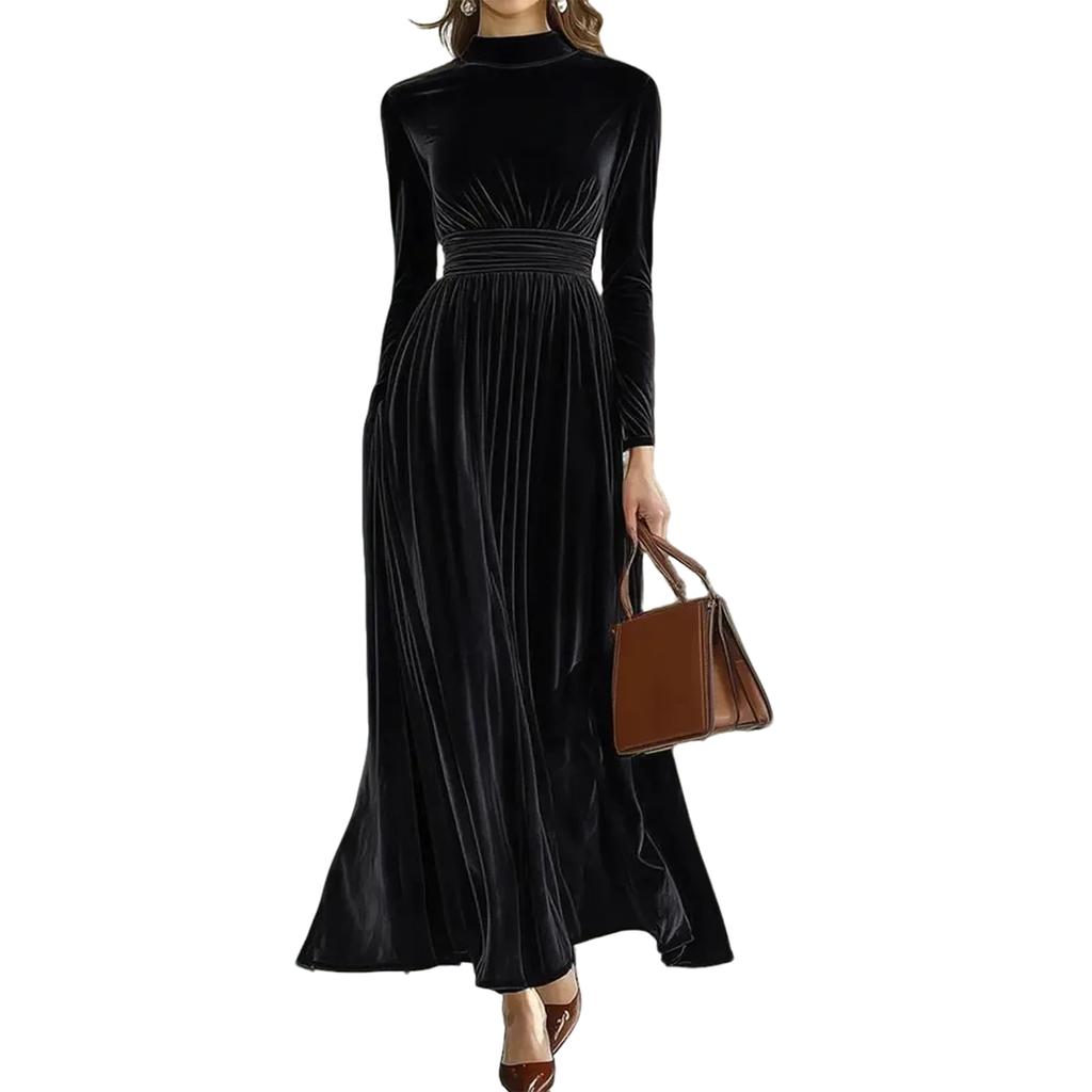 Ladies' Fashionable Long Sleeved Waist Slimming Dress With A Large Swing