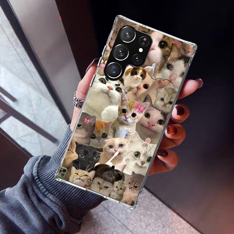 Crying Cat Memes Phone Case For Samsung Galaxy S26 S25 Edge S24 S23 Ultra S22 Plus S21 S20 FE Soft TPU Back Cover Funda Galaxy S