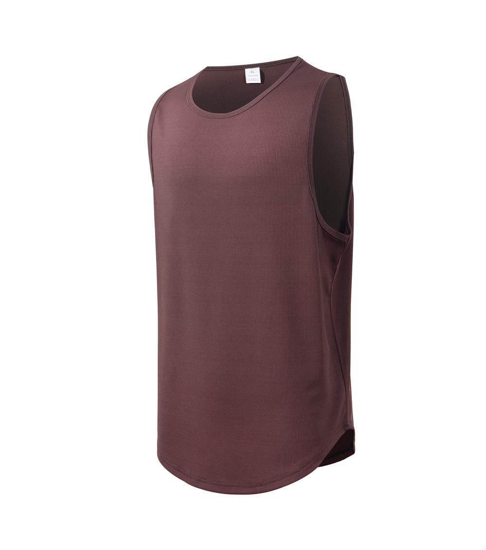 

Мужская летняя футболка без рукавов с круглым вырезом, однотонная большая свободная футболка, простая повседневная быстросохнущая футболка, спортивная футболка без рукавов для бега XXL темно-коричневого