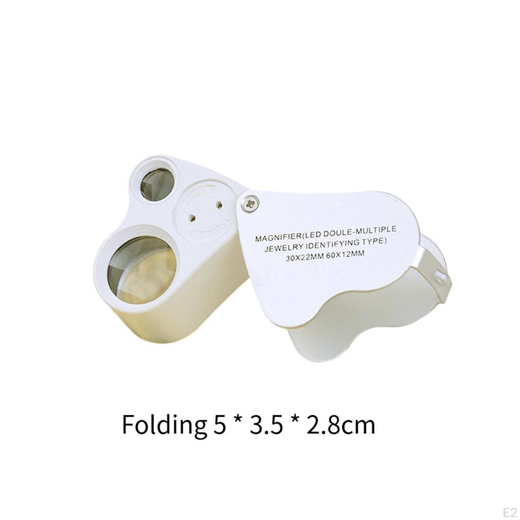 Jewelers Loupe Magnifier 2 Lens with Light Easy To Use Gift Practical Handheld Foldable 30x 60x for
