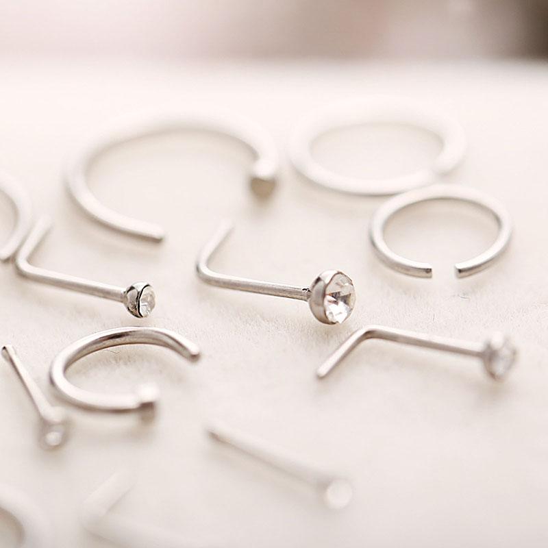Mix 22Pcs Stud Nose Ring Hoop Septum Helix Nostril Piercing Labret Lip Cartilage