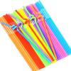100Pcs Disposable Plastic Straws Colorful Party Events Drinking Straws Flexible Straws Stirrers Tube Straw Bar Accessories