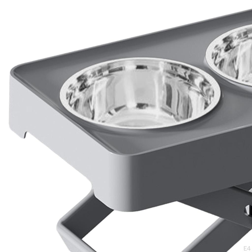 Adjustable Height Pet Feeder with Detachable Double Bowls - Modern Design