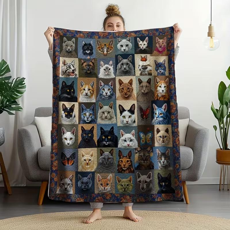 One Piece of Soft Blanket Featuring a Cat Group Perfect As a Gift for Cat Enthusiasts Blankets Multiple sizes