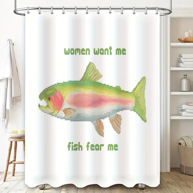 Fish Shower Curtain Ocean Sea Life Decor Bathroom Set Waterproof Washable Home Decor Artistic Pattern Nature Inspired Gift