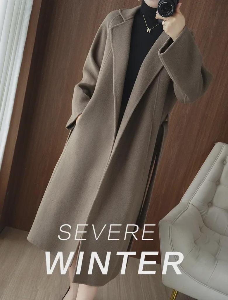 Damen Kaschmir-Mantel mittellang, doppelseitig, lockere Passform, knielang, High-End Winterstil 2024, große Größen verfügbar.