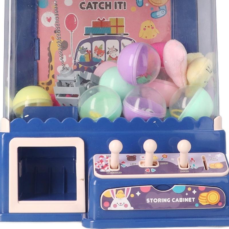 Mini Doll Grabber Machine Cool Light Music Electric Eggshell Grabber Game Toy For Party Blue