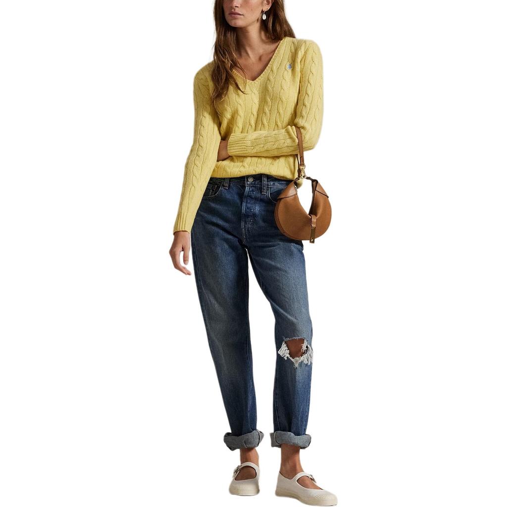 Polo Ralph Lauren V-Neck Pullover Cable Knit Sweater Women sweater 211971866-007