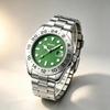 Men's Quartz Watch SKMEI Green Dial Stainless Steel Business 9415