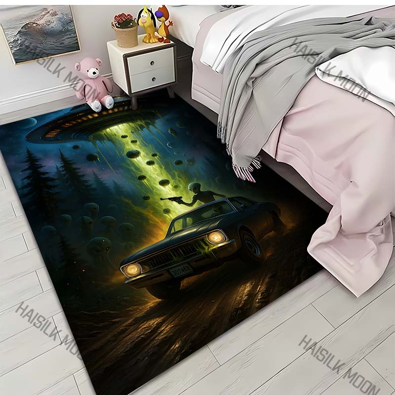 UFO Alien Creative Pattern Carpet for Living Room Bedroom Bedside Floor Mat Sofa Table Area Rugs Home Decor Large Size