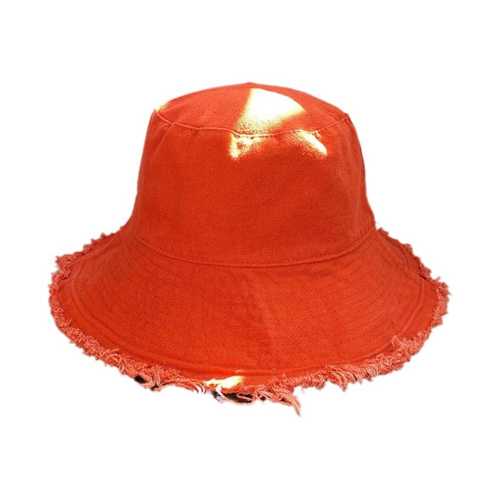Foldable Raw Edge Fisherman Hat Sunshade Sun Protection Cap Versatile Thin Bucket Hat  Women