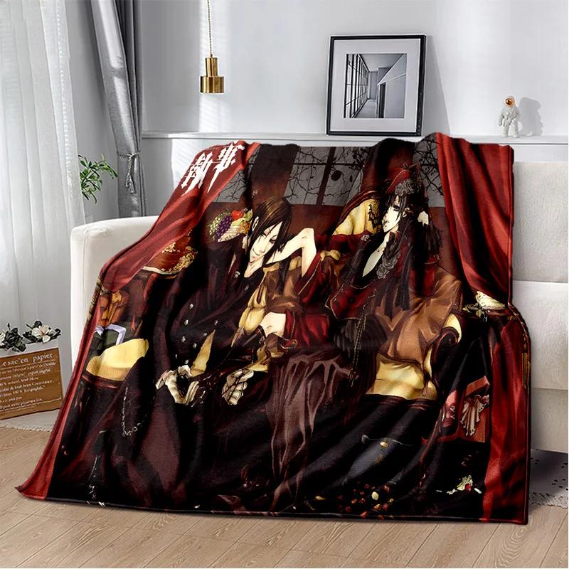 שמיכת קריקטורה אנימה תלת מימדית בלאק באטלר, שמיכת פליז רכה לבית, לחדר שינה, למיטה, לספה, לפיקניק, לנסיעות, למשרד, לכיסוי מנוחה, שמיכת ילדים