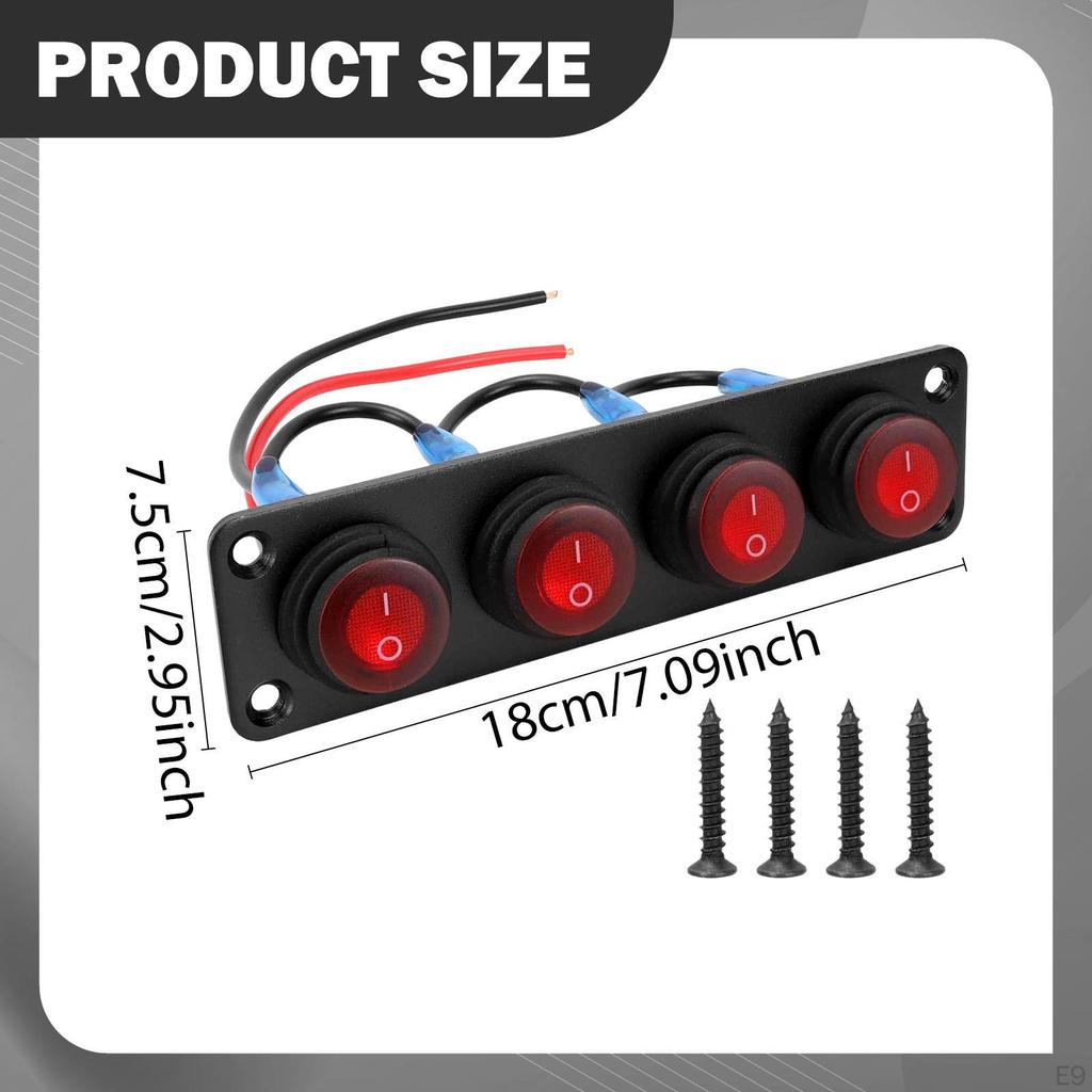 Rocker Switch Panel Mount Pre Wired on Off Toggle Screw Mounting Waterproof for RV Truck