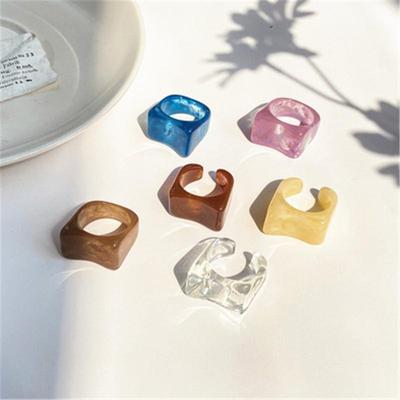 Anillos geométricos de resina transparente para mujer de Europa, hermosos anillos para los dedos para mujeres y niñas, regalos de joyería