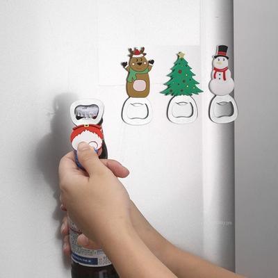 Apribottiglie Motivo Natalizio Babbo Natale Pupazzo di Neve Alce Birra Aquila Silicone Acciaio Inossidabile Apribottiglie Birra Magnete Frigorifero Apribottiglie