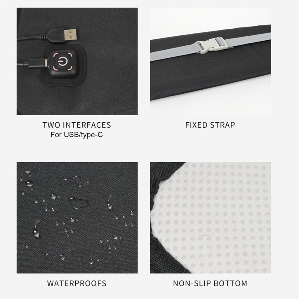 5V USB Heated Seat Cushion 3-Level Temperature Foldable Heating Cushion Power Bank Not Included for Stadiums Bleacher Camping