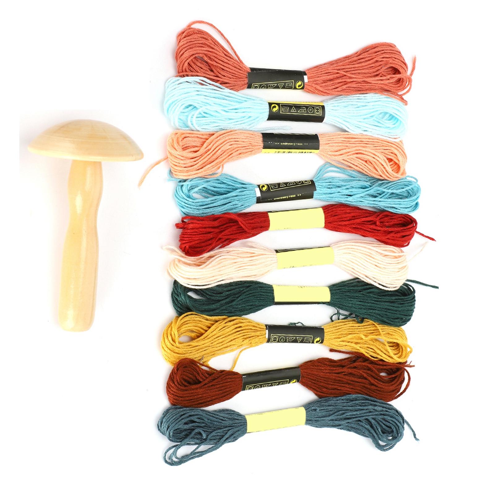 

Wooden Darning Supplies Kit Mushroom Patching Threads Tool for DIY Sewing Home Travel Handicraft