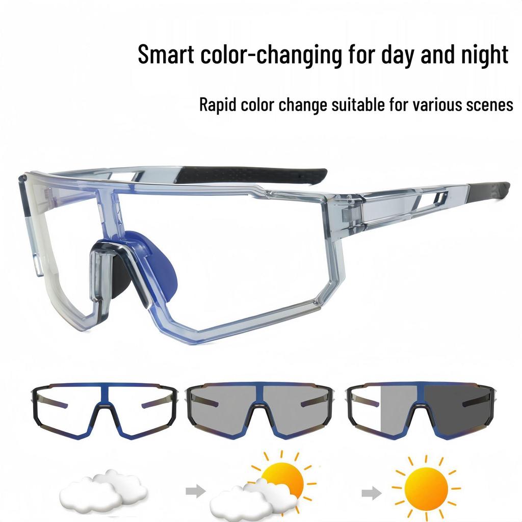 Unisex Photochromic Cycling Glasses - Outdoor European & American One-Piece Sports Sunglasses