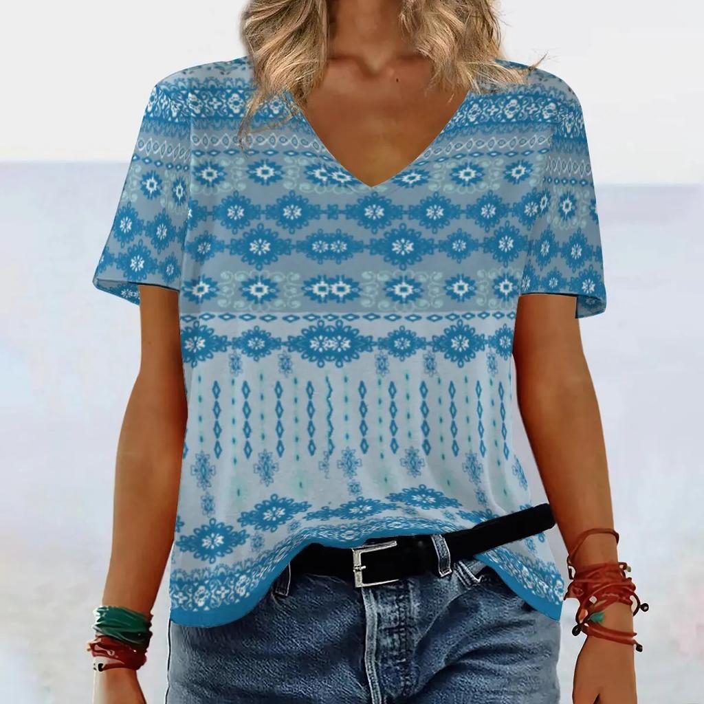 Summer New Women's Clothing Slimming Loose 3D Women's Short Sleeved Ethnic Style T-shirt