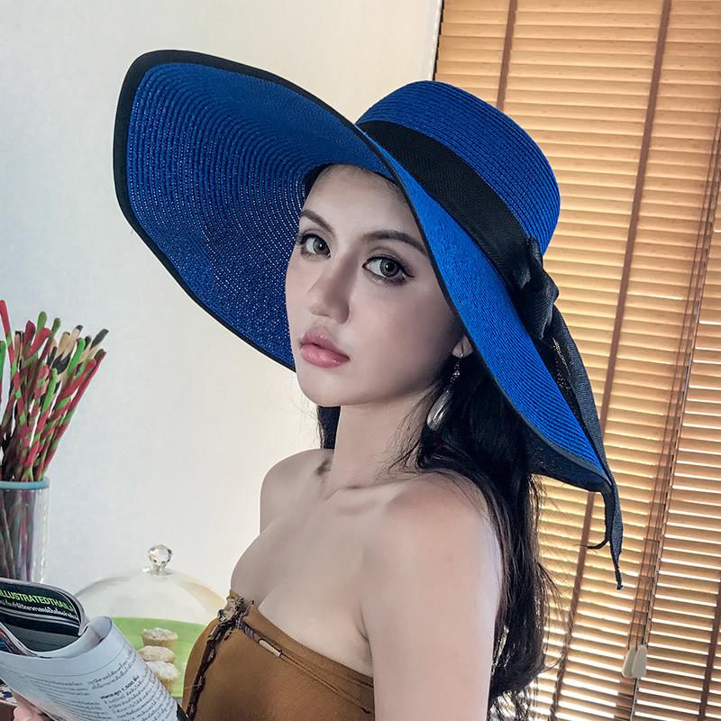 Women's Large Brim Straw Sun Hat for Summer Beach and Seaside Vacation, Anti-UV Protection