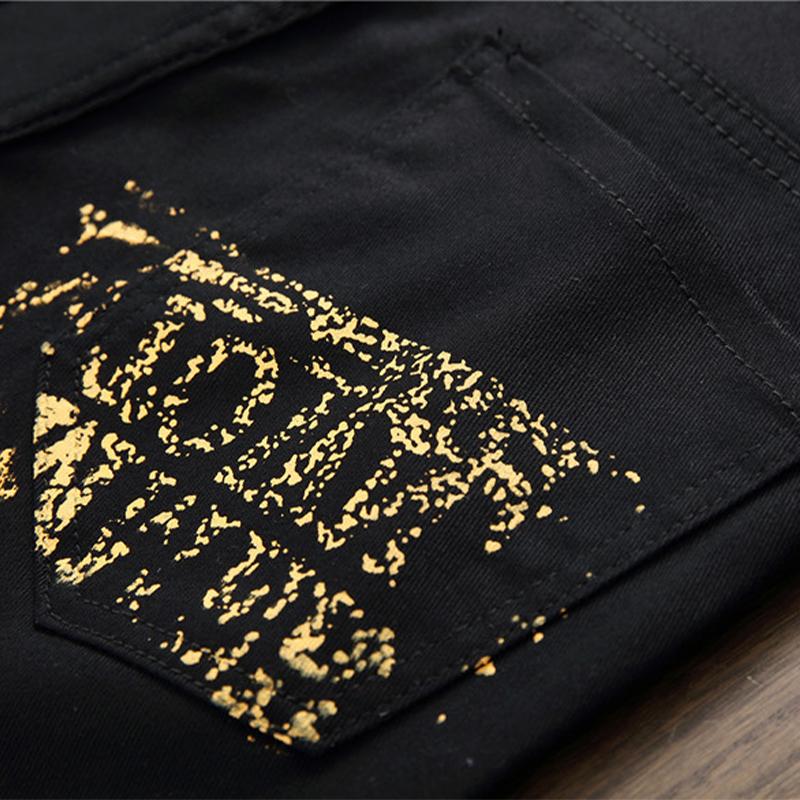 High Street Fashion Herren Jeans Nachtclub Schwarz Weiß Farbe Persönlicher Designer Bedruckte Jeans Herren Punk Hose Skinny Hip Hop Jeans
