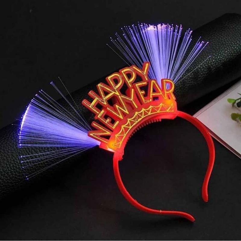 Happy New Year Electric Light Up Glowing Hair Band Toys Party Christmas Gifts Kids Hair Band