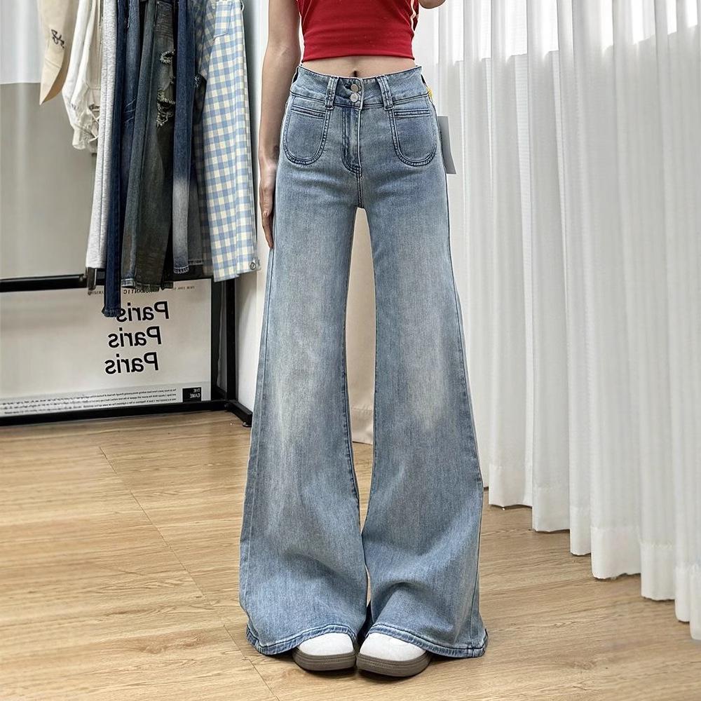 

Spring Light Blue High Waist Women s Retro Slimming Flare Jeans XL