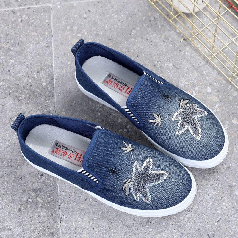 Cloth Shoes Women's Denim Canvas Shoes Summer Single Shoes Thick Soled Student Casual Shoes