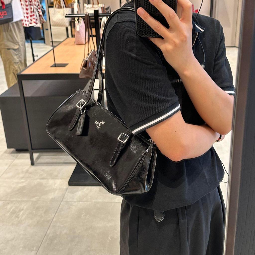 Trener Asher 2025 Torba Bagietka Bowlingowa ze Skóry Vintage - Wykończenie Olej i Ocet, Torebka Jednoramienna