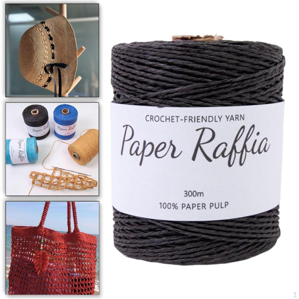Cotton Raffia Yarn 328 Yards Lightweight Round String Soft for Crocheting Bags DIY Crafts Beach Hat