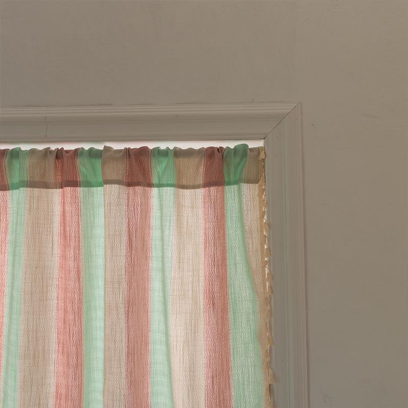 Short Cotton Curtain for Kitchen Window, Gray Stripe, Linen, Living Room, Cafe Cabinet Cover, New Half Curtain