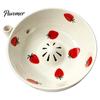 Fruit Washing Bowl for Kitchen Berry Bowl, Raised Center Drainage Hole Rinse Ceramic with Self-Spinning Serving Colander Countertop Glazed Berries