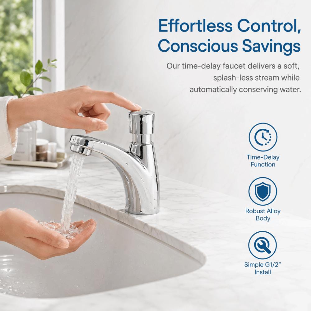 Automatic Shut Off Water Tap Alloy Basin Sink Tap Commercial Grade Faucet Factory