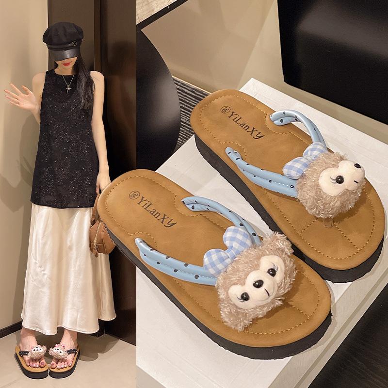 Vitality is cute, age-reducing and well-behaved, Shirley Mei splint slippers, women's summer wear, soft thick bottom, non-slip and comfortable flip-f