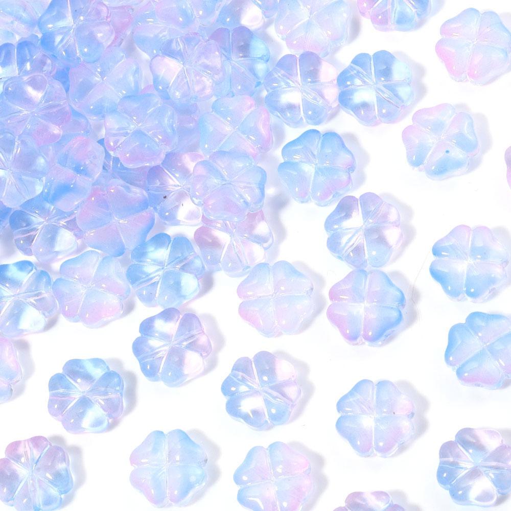 50pcs/lot 10mm Colorful Four-leaf Clover Shape Lampwork Beads For Jewelry Making Loose Spacer Glass Beads DIY Bracelet Earrings