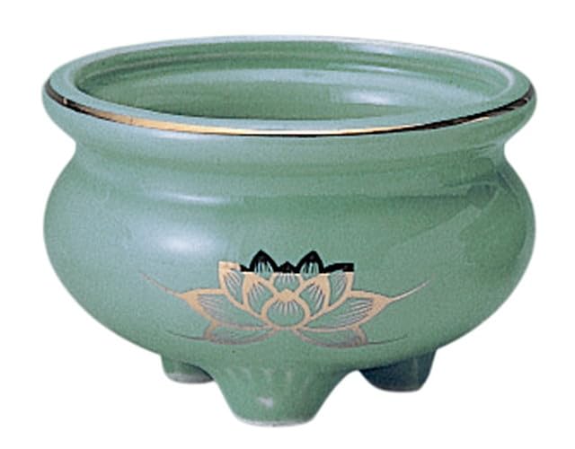 

Incense incense celadon gold lotus Buddhist altar Buddhist altar memorial for urns burner, three-legged burner, [4.5 inches] supplies, supplies,
