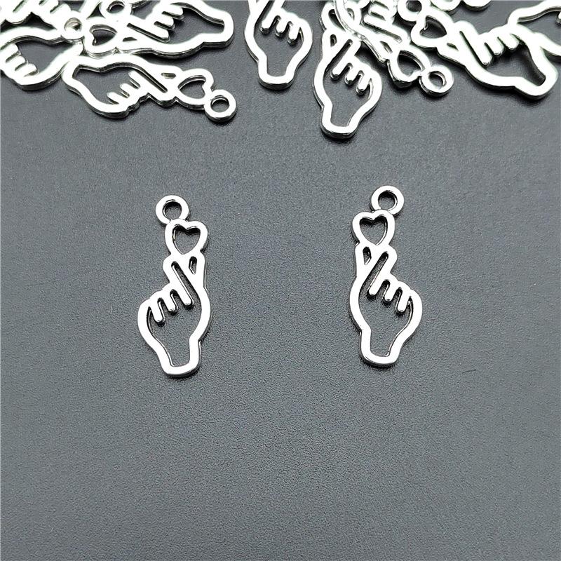 Finger Heart Diy Jewelry Charms Beads Borahae I Purple You Necklace Decorative Pendant Gesture Hanging Ornament Love Kpop Hallyu